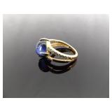 .925 Sterling Silver Sapphire Crystal Vermeil Ring Size 7