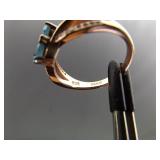 .925 Sterling Silver Topaz Crystal Rose Gold Vermeil Ring Size 7.75
