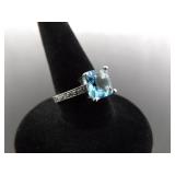 .925 Sterling Silver Topaz Crystal Ring Size 5.5