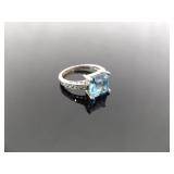 .925 Sterling Silver Topaz Crystal Ring Size 5.5