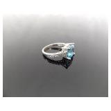.925 Sterling Silver Topaz Crystal Ring Size 5.5