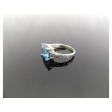 .925 Sterling Silver Topaz Crystal Ring Size 5.5