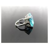 .925 Sterling Silver Topaz Crystal Cocktail Ring Size 7.25
