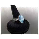 .925 Sterling Silver Topaz Crystal Ring Size 7