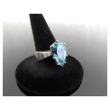 .925 Sterling Silver Topaz Crystal Ring Size 7