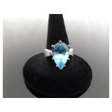 .925 Sterling Silver Topaz Crystal Ring Size 7