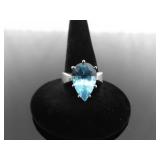.925 Sterling Silver Topaz Crystal Ring Size 7