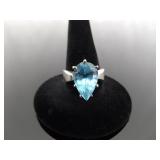 .925 Sterling Silver Topaz Crystal Ring Size 7