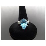 .925 Sterling Silver Topaz Crystal Ring Size 7