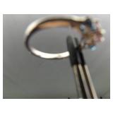 .925 Sterling Silver Topaz and Pink Sapphire Crystal Ring Size 9