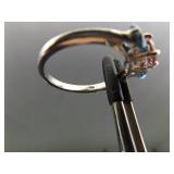 .925 Sterling Silver Topaz and Pink Sapphire Crystal Ring Size 9