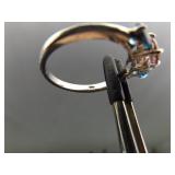 .925 Sterling Silver Topaz and Pink Sapphire Crystal Ring Size 9