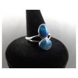.925 Sterling Silver Opal Ring Size 7.75
