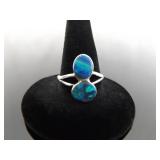 .925 Sterling Silver Opal Ring Size 7.75