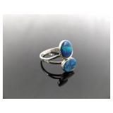 .925 Sterling Silver Opal Ring Size 7.75