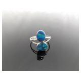 .925 Sterling Silver Opal Ring Size 7.75