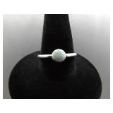 .925 Sterling Silver Opal Cabochon Ring Size 6.5
