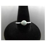 .925 Sterling Silver Opal Cabochon Ring Size 6.5