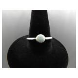 .925 Sterling Silver Opal Cabochon Ring Size 6.5