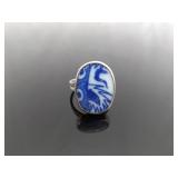 .925 Sterling Silver Ancient Asian Pottery Shard Ring Size 7.5