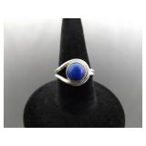 .925 Sterling Silver Lapis Lazuli Cabochon Ring Size 4.5