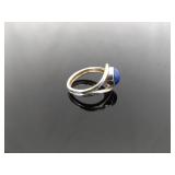 .925 Sterling Silver Lapis Lazuli Cabochon Ring Size 4.5