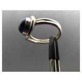 .925 Sterling Silver Lapis Lazuli Cabochon Ring Size 4.5
