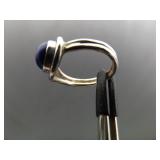 .925 Sterling Silver Lapis Lazuli Cabochon Ring Size 4.5
