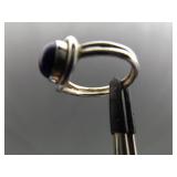.925 Sterling Silver Lapis Lazuli Cabochon Ring Size 4.5