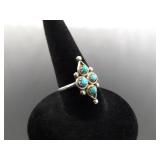 .925 Sterling Silver Turquoise Cabochon Ring Size 5