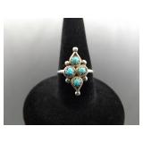 .925 Sterling Silver Turquoise Cabochon Ring Size 5