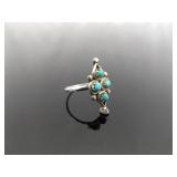 .925 Sterling Silver Turquoise Cabochon Ring Size 5