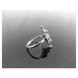 .925 Sterling Silver Turquoise Cabochon Ring Size 5