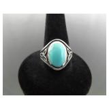 .925 Sterling Silver Inlayed Howlite Celtic Ring Size 6.75