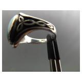 .925 Sterling Silver Inlayed Howlite Celtic Ring Size 6.75