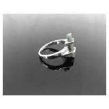 .925 Sterling Silver Jade Bar Ring Size 8