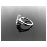 .925 Sterling Silver Jade Bar Ring Size 8