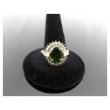 .925 Sterling Silver Emerald Crystal Vermeil Ring Size 8