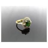 .925 Sterling Silver Emerald Crystal Vermeil Ring Size 8