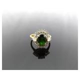 .925 Sterling Silver Emerald Crystal Vermeil Ring Size 8