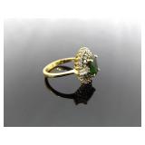 .925 Sterling Silver Emerald Crystal Vermeil Ring Size 8