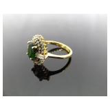 .925 Sterling Silver Emerald Crystal Vermeil Ring Size 8