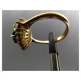 .925 Sterling Silver Emerald Crystal Vermeil Ring Size 8