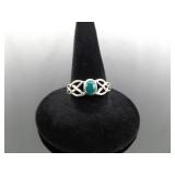 .925 Sterling Silver Jade Cabochon Celtic Ring Size 6.75