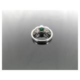 .925 Sterling Silver Jade Cabochon Celtic Ring Size 6.75