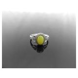 .925 Sterling Silver Jade Cabochon Ring Size 6.25
