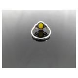 .925 Sterling Silver Jade Cabochon Ring Size 6.25