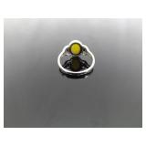 .925 Sterling Silver Jade Cabochon Ring Size 6.25