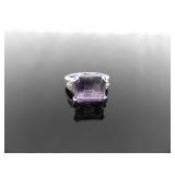 .925 Sterling Silver Amethyst Crystal Ring Size 7