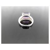 .925 Sterling Silver Amethyst Crystal Ring Size 7